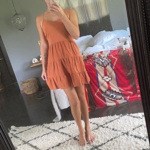 Burt Orange Tiered Ruffle Dress